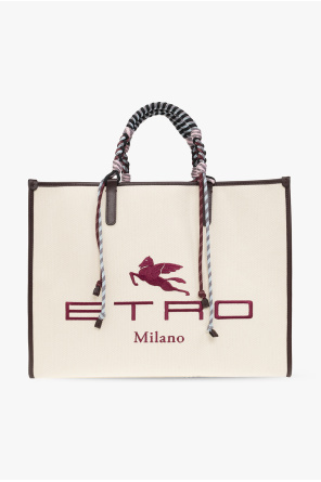 【送料&関税込】Etro Leather Shopping Bag Etro Tote bag with Paisley pattern - Red - Women | 1N0088746150